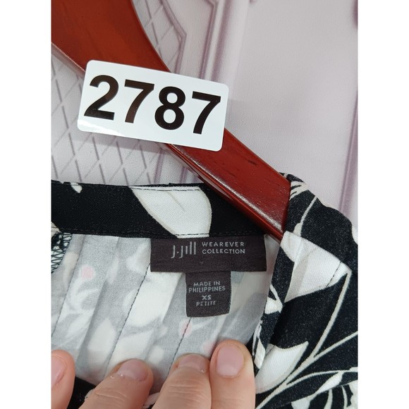 J. Jill Wearever Collection Dress Womens Size XS Button Down Pleated Back Floral - Picture 2 of 16